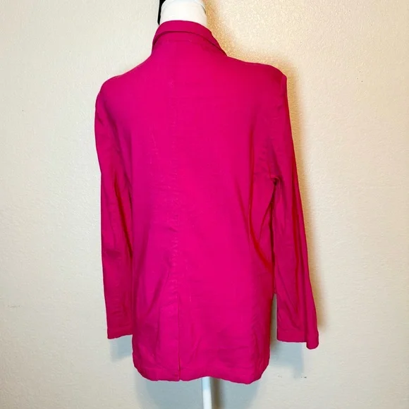 Halston Hot Pink Linen Blend Blazer Size XL - Picture 6 of 13